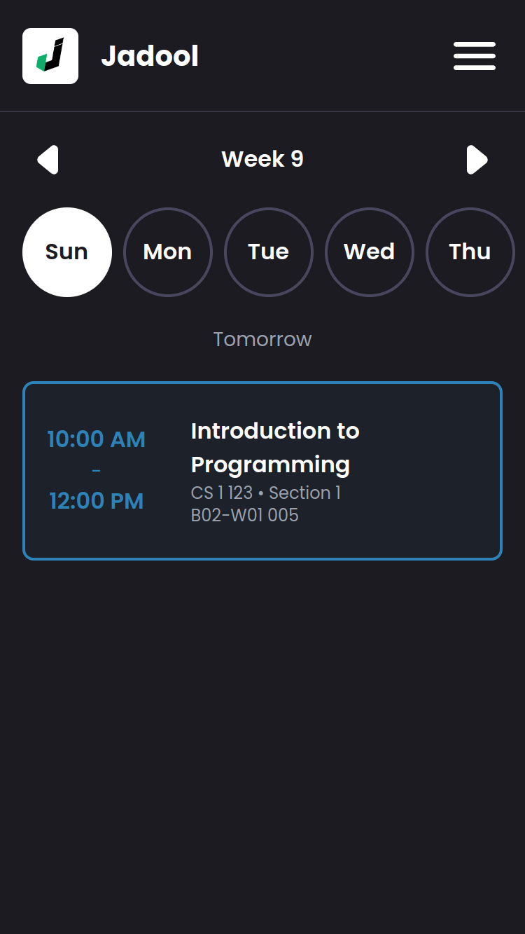 schedule screenshot